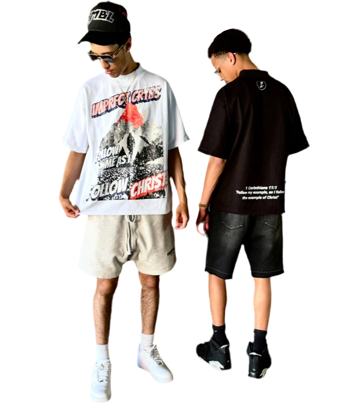 White Boxy Oversized " Follow Me As I Follow Christ" Shirt