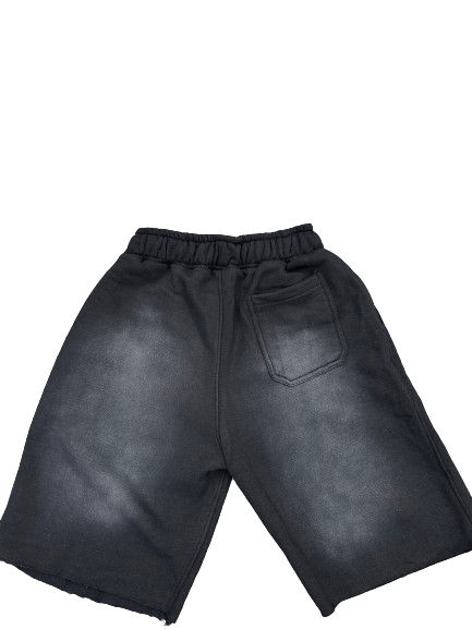 Black Acid Wash “Logo” Shorts