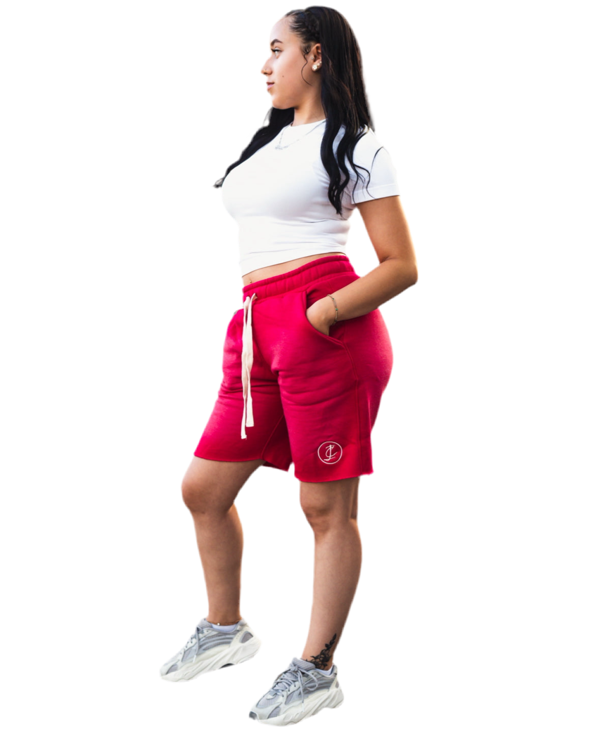 Hot Pink Acid Wash “Logo” Shorts