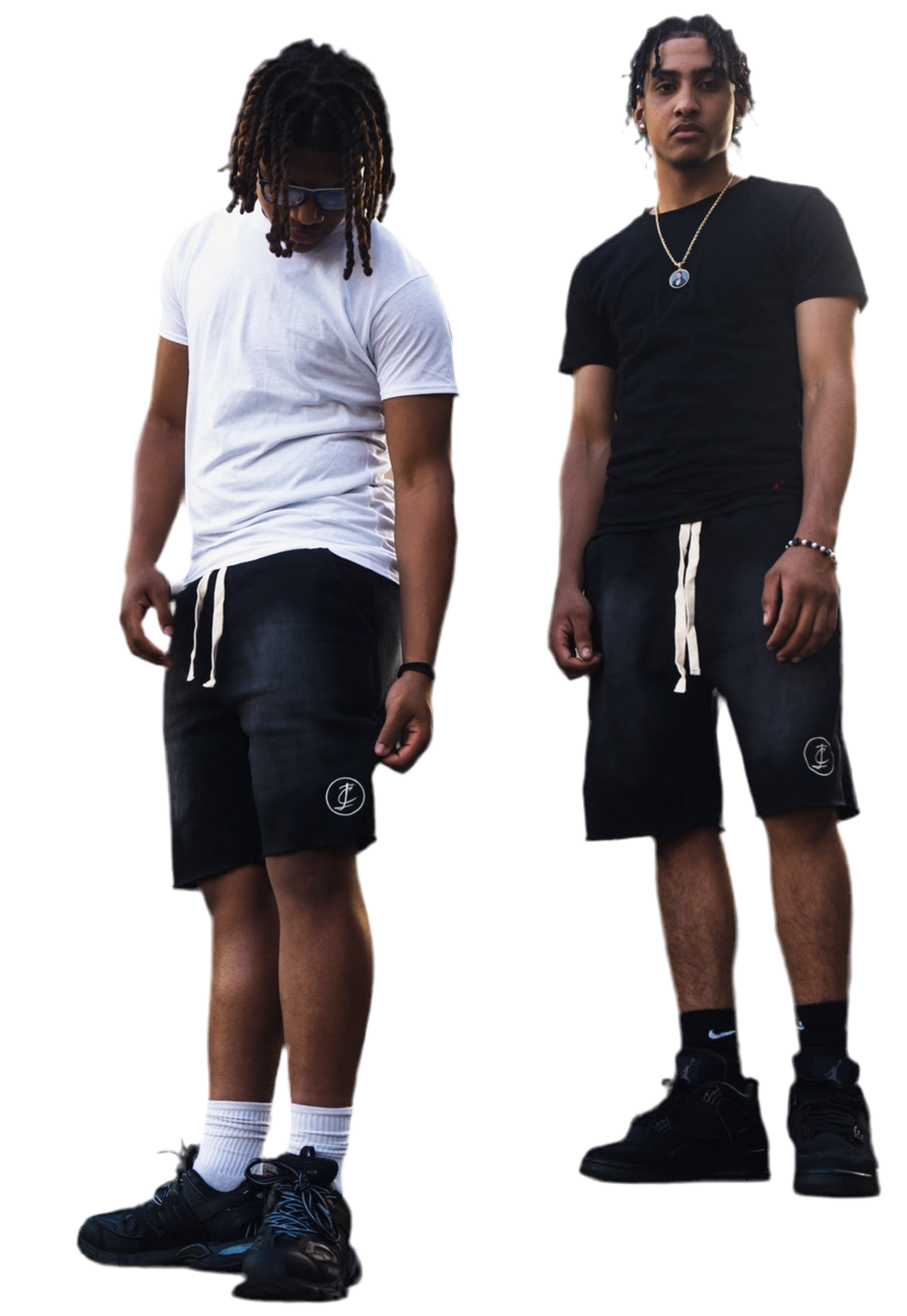 Black Acid Wash “Logo” Shorts