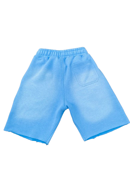 Icy Blue Acid Wash “Logo” Shorts