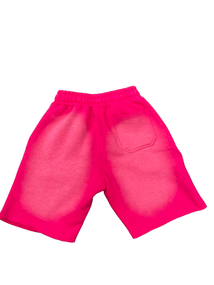 Hot Pink Acid Wash “Logo” Shorts
