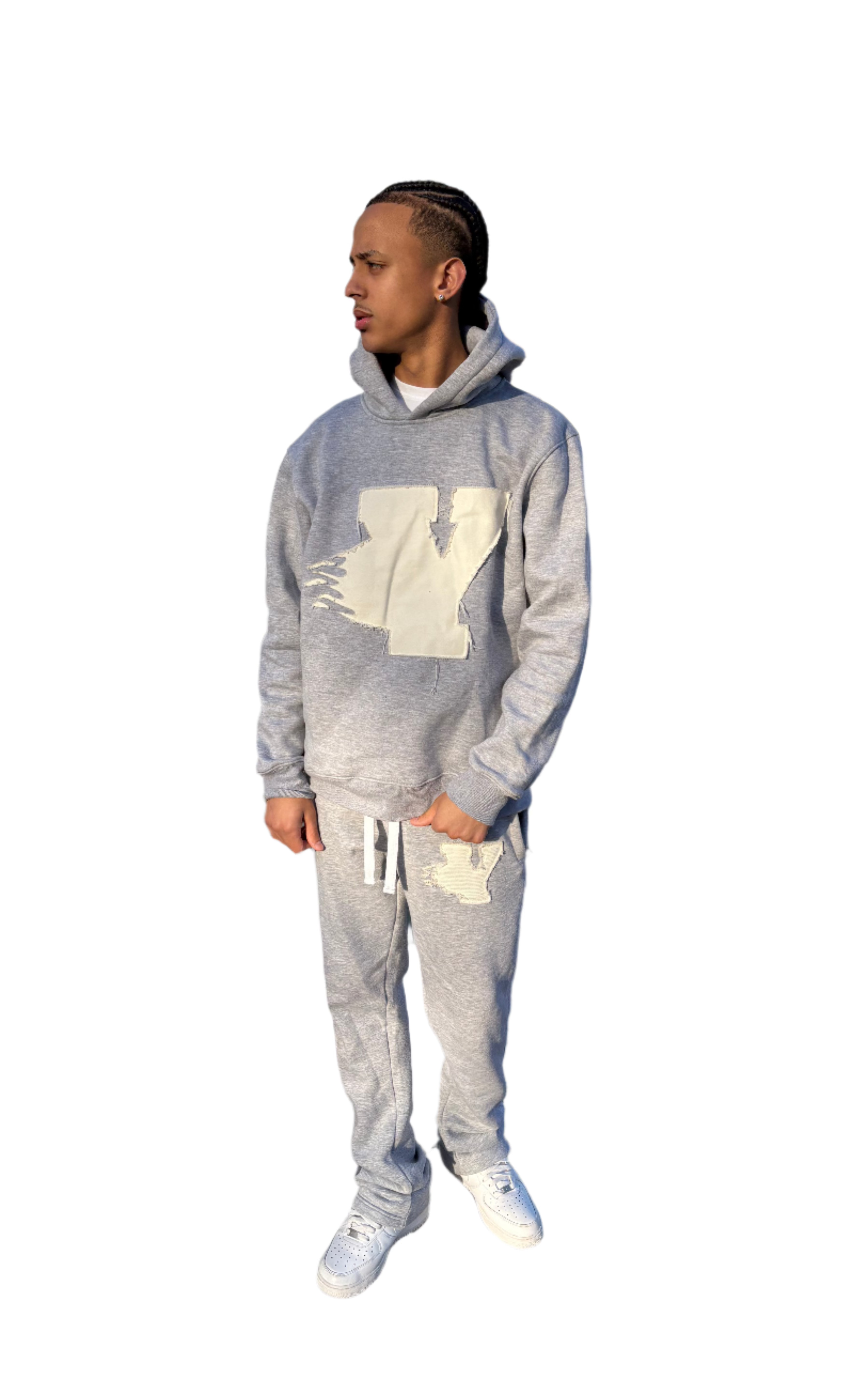 Gray "YAHWEH" Stacked Pants